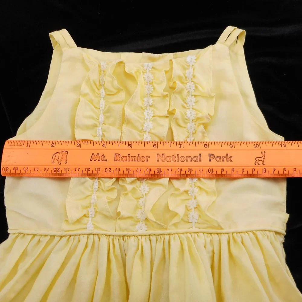 Vintage Toddler Girl Dress 2T - 3T Yellow Ruffled Sleeveless